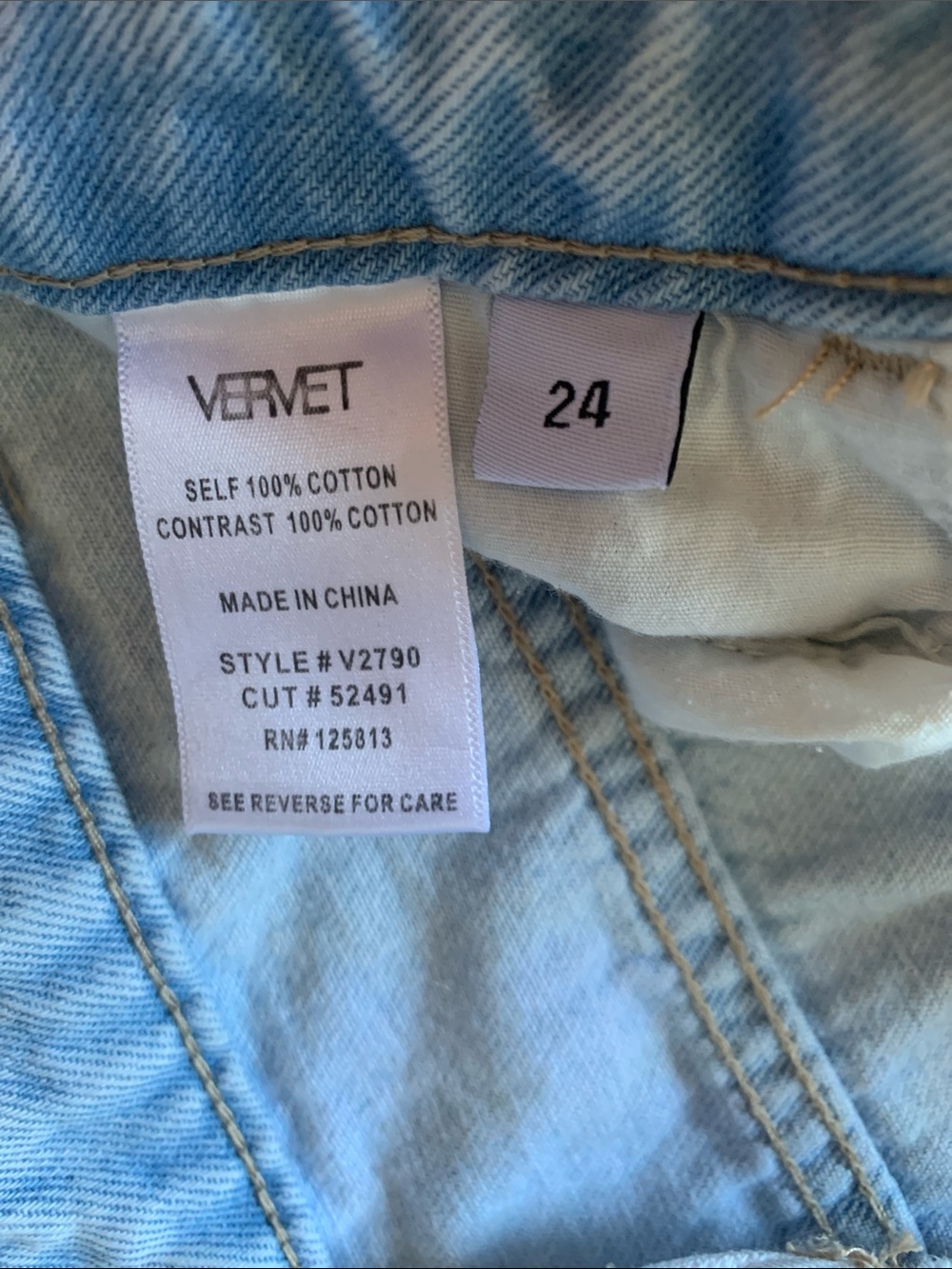 #55 Two-Tone Distressed Boyfriend Jeans - Light Blue & White - Picture 3 of 4